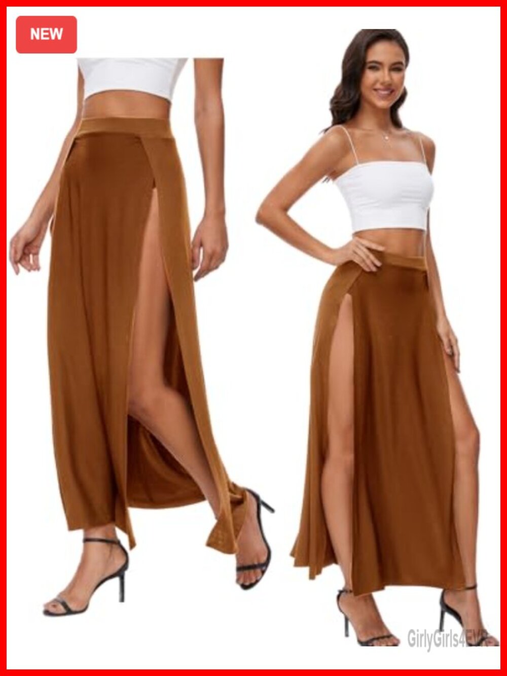 Women's Maxi Long Skirt Elastic Waist High Split Flowy Renaissance Costume
